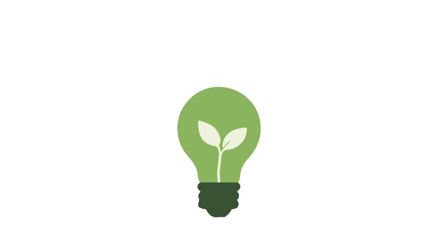 Green light bulb go green idea flat design motion video suitable to your green, mind, environment, brand, advertise, shop, display, marketing, business, and more