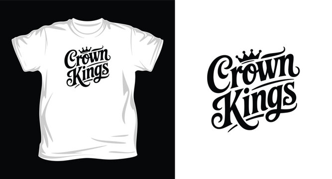 Crown kings logo on t-shirt and isolated
