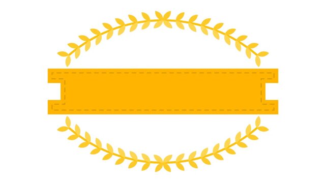 Notched Ribbon Banner Laurel Wreath