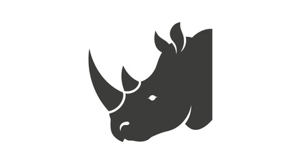 Black rhino head logo simple graphic design © Muna
