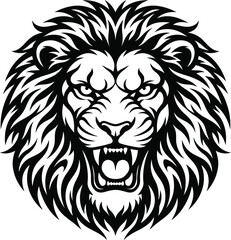 Obraz premium Aggressive lion head mascot graphic illustration with big cat, predator