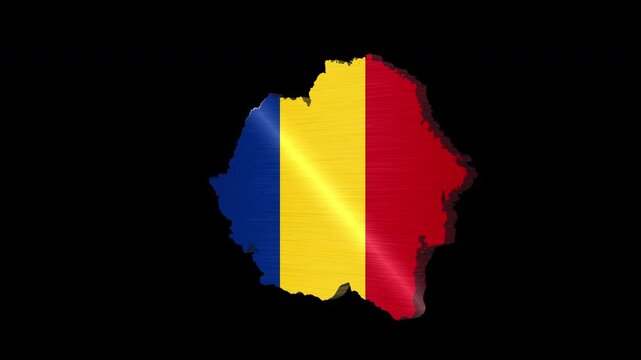 Romania 3D Rotating Flag Map Alpha Channel Loop