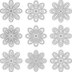 Fototapeta premium Geometric floral pattern symmetry with concentric petal shapes in a clean grid layout