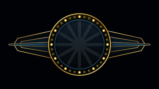 Majestic Great Gatsby art deco winged circular badge marquee with vintage flashing bulbs.