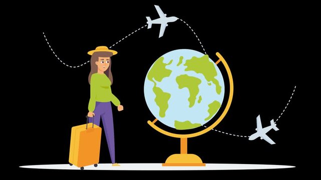 Holiday tour plan of a woman's flat illustration. Vacation on summer advertising concept of travel agencies 