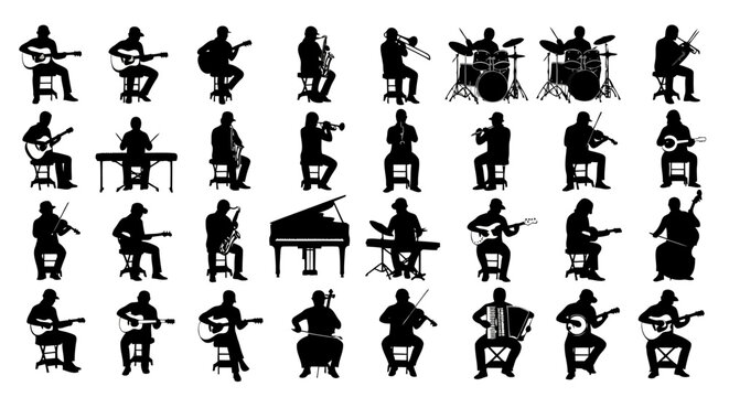 Musicians perform with instruments as.