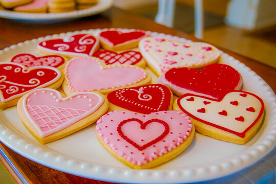 Heart-shaped Cookies on a Plate