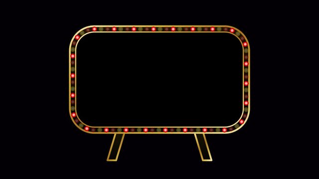 Pure solid black luma key retro drive-in screen marquee frame.