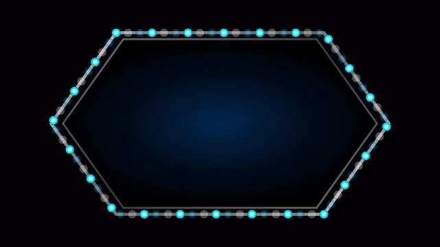 Blue diamond silk casino hexagon retro marquee frame.