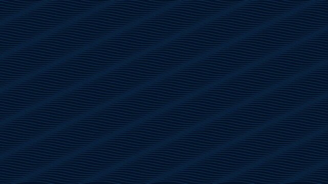 Elegant navy blue wavy lines pattern scrolling in a seamless loop. Abstract modern animated background for corporate presentations