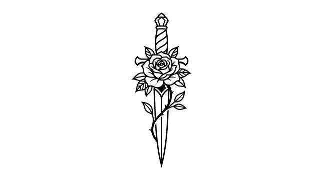 Dagger with a rose on it.