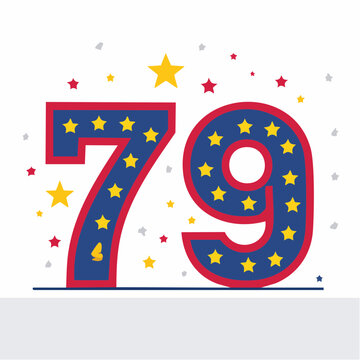 Number 79 Decorated with Stars