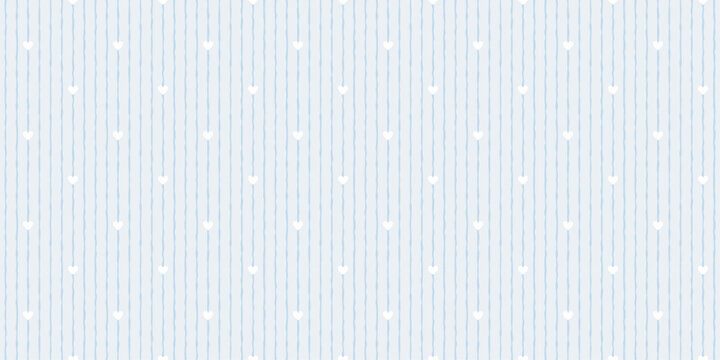 Hand drawn vertical striped seamless pattern with tiny hearts. Irregular lines cute background. Cute print for wrapping paper, textile and fabric. Vector illustration
