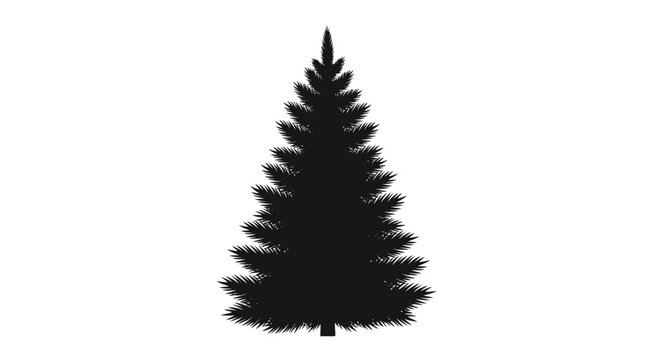 Black silhouette of a pine tree on a white background symbolizing nature and simplicity
