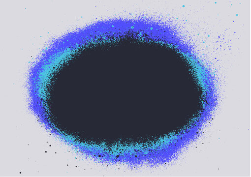 Abstract paint spray overlays, textured drop shapes, aerosol effect background. Glowing noise, grain in grunge style. Grainy noisy circle splatters, blurry liquid fluid blobs. Flat vector illustration
