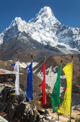 Mount Ama Dablam prayer flags Nepal Himalaya mountain © Daniel Prudek