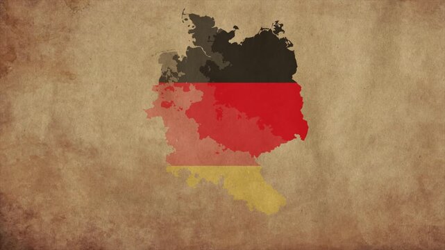 Germany map with the flag inside animation paper video 4K