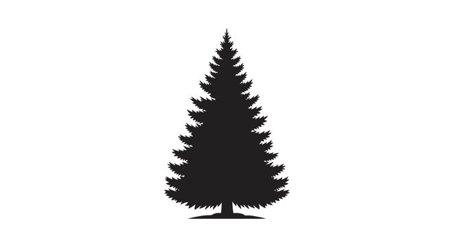 Black silhouette of a pine tree on a white background symbolizing nature and simplicity