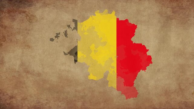 Belgium map with the flag inside animation paper video 4K