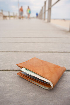 Lost wallet on seaside boardwalk