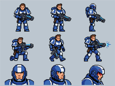 Blue Space Soldier Characters.