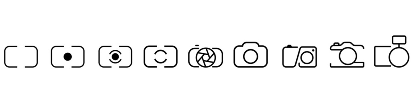 Camera icon vector set. Photo illustration sign collection. photography symbol. Photo studio logo.