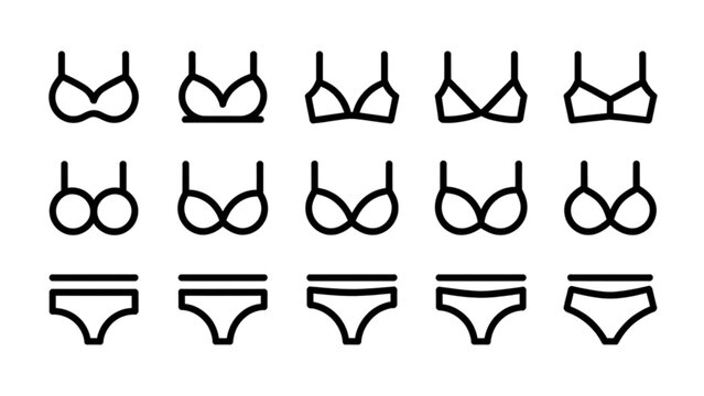 Icon set black colour bra