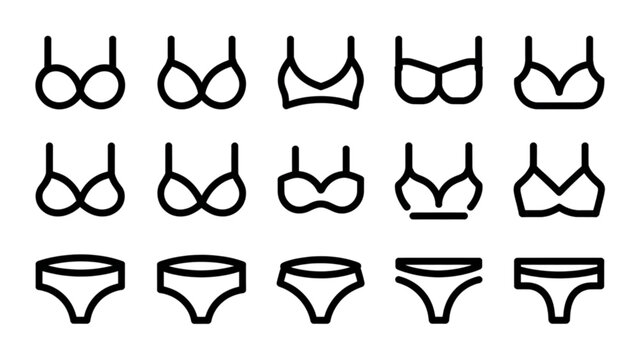 Icon set black  colour bra