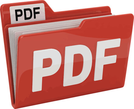 Red PDF file folder icon, document symbol, portable document format, file storage