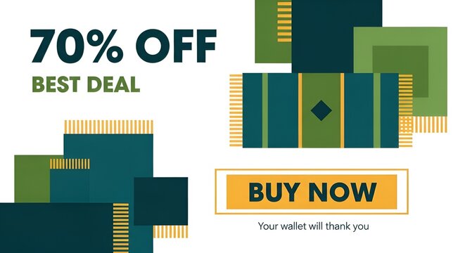 Modern geometric sale banner with seventy percent discount offer.