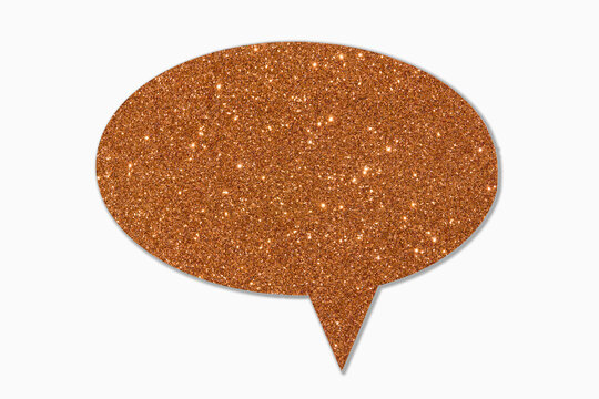 Gold sparkle thought bubble on white background