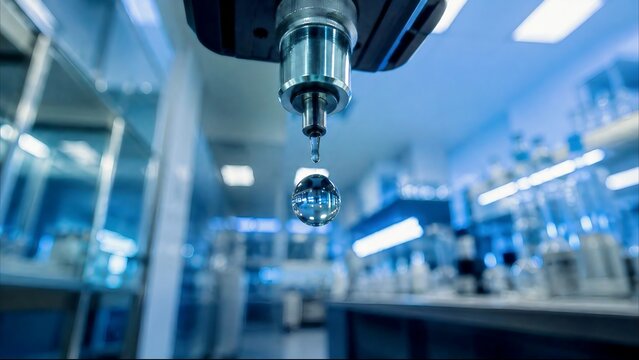 Precision cnc machine crafting intricate crystal gemstone with high-tech laboratory equipment