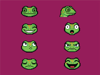 Obraz premium Frog faces with various expressions.