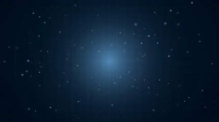 Obraz premium Glowing blue light in a dark space with scattered particles and a grid pattern background