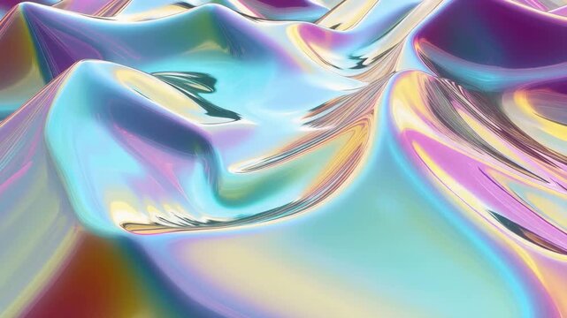 Iridescent Abstract Landscape Flowing Color Reflection Ethereal Mood Holographic Waves
