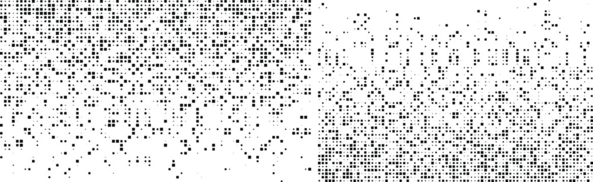 Pixel Fade Gradient. Black Halftone Square Dots Gradient Background. Abstract Digital Pattern with Square Elements Grid. Vector illustration.
