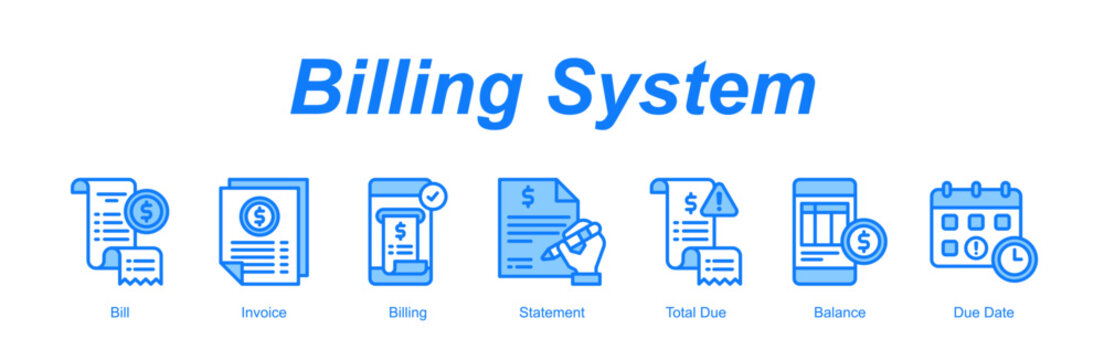 Billing System banner web icon vector illustration concept with an icon of Bill, Invoice, Billing, Statement, Total Due, Balance, Due Date 