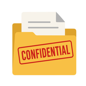 Flat design confidential security icon classified document folders data protection symbol. 