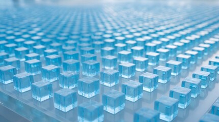 Naklejka premium Abstract Blue Cubes Pattern Background - Science, Technology, Data