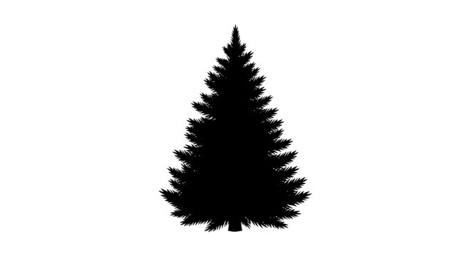Black silhouette of a pine tree on a white background symbolizing nature and simplicity
