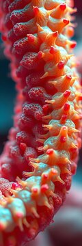 Intestinal villi with enzymes breaking down food particles into nutrients, ||digestive system, nutrient absorption
