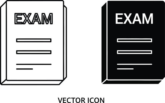Exam test paper icon set black and white vector illustration