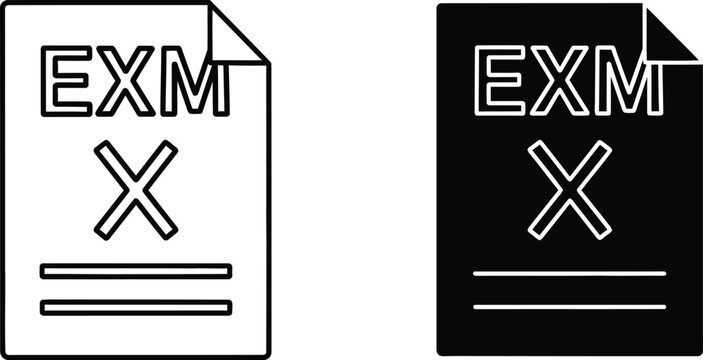 Exam paper icon set black and white vector illustration for education