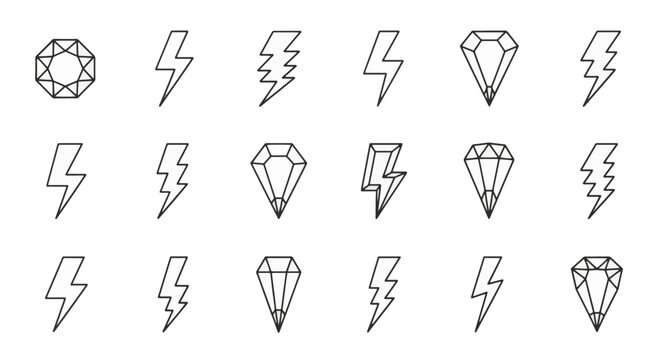 Complete set of minimalist outline vector icons for web and mobile UI design, featuring clean linear symbols for business, technology, navigation, and user interface elements.