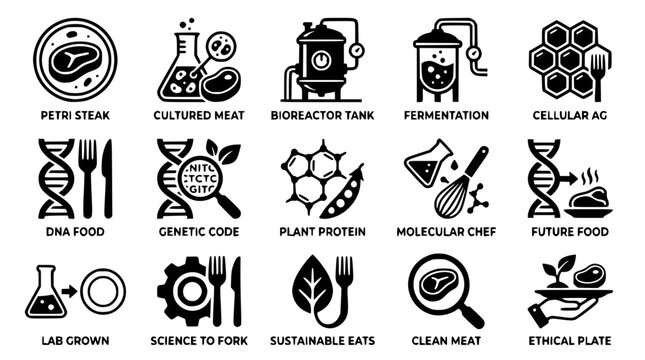 Vector graphic illustration of sustainable food icons and labels design