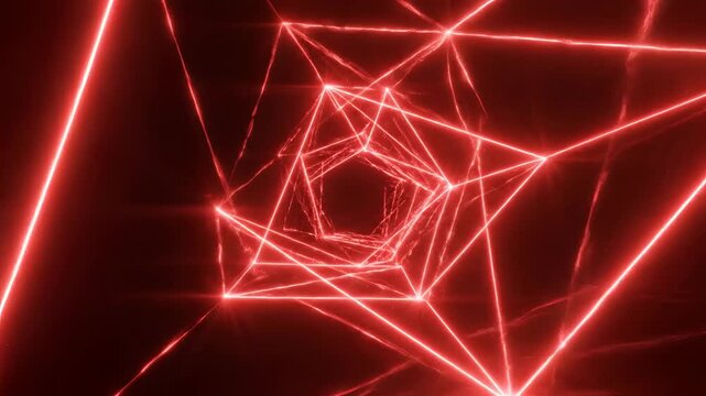 Abstract Red Neon Geometric Tunnel Loop Animation.