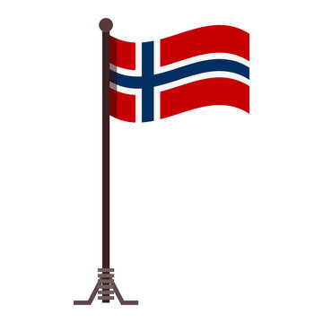 Norwegian flag with pole