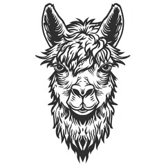 Naklejka premium Head alpaca tattoo flat illustration illustrated stencil drawing.