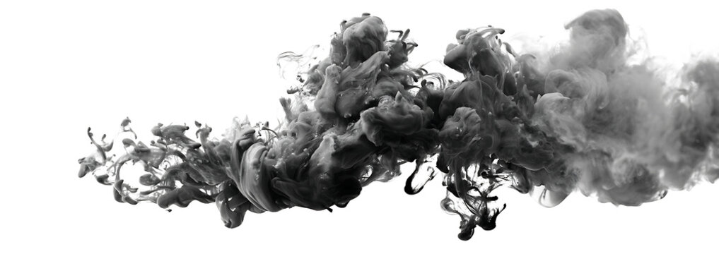 Dark smoke plume with soft diffusion and realistic texture PNG