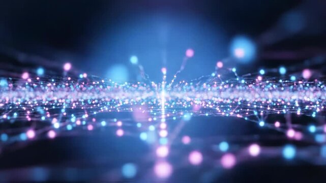 Abstract digital network with glowing blue and pink connections